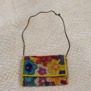 Anthropologie Multicolor Floral Beaded Clutch